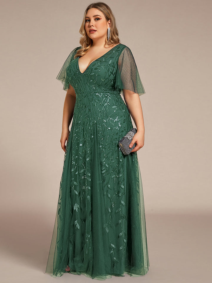 Prudence | Robe de Soirée Longue Romantique Étincelante avec Décolleté en V et Bretelles