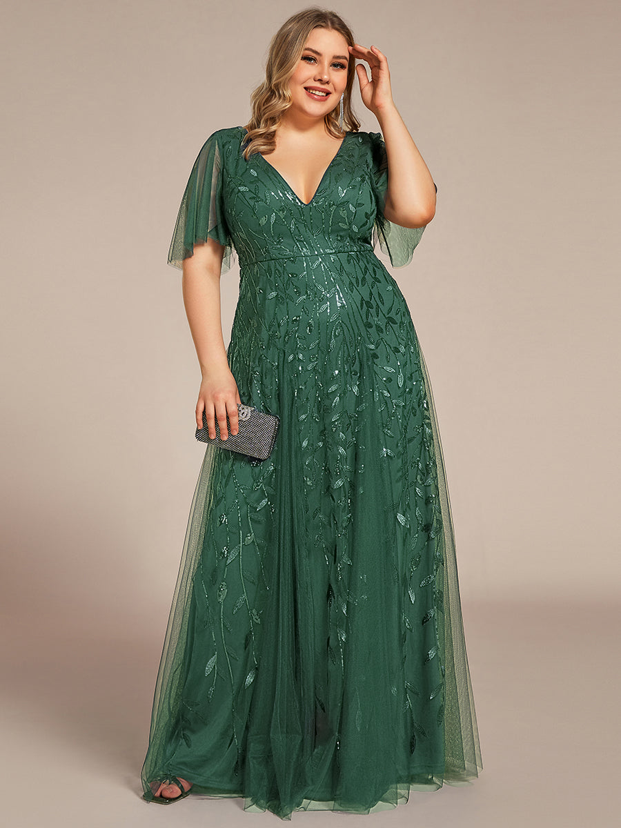 Prudence | Robe de Soirée Longue Romantique Étincelante avec Décolleté en V et Bretelles