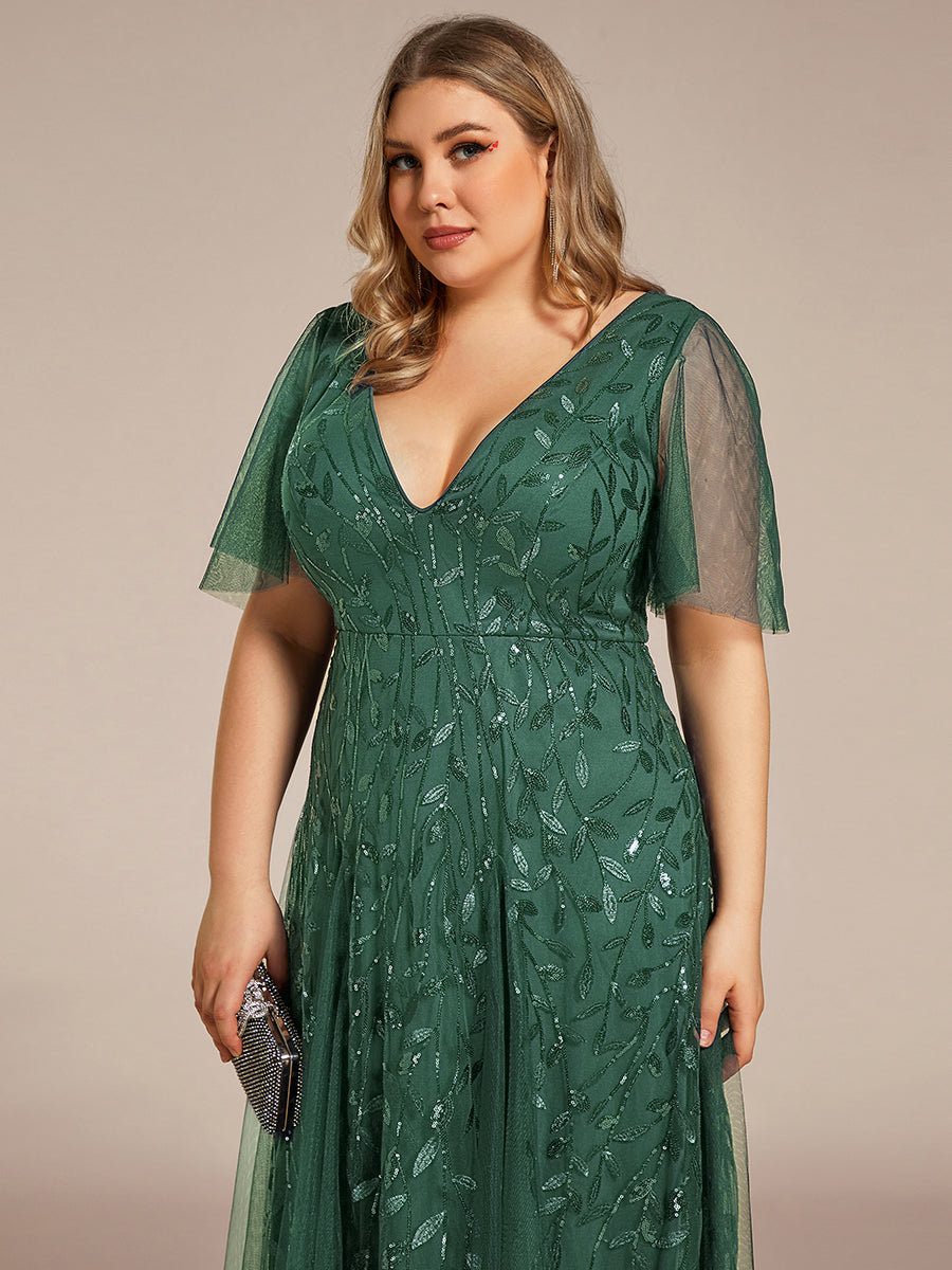 Prudence | Robe de Soirée Longue Romantique Étincelante avec Décolleté en V et Bretelles