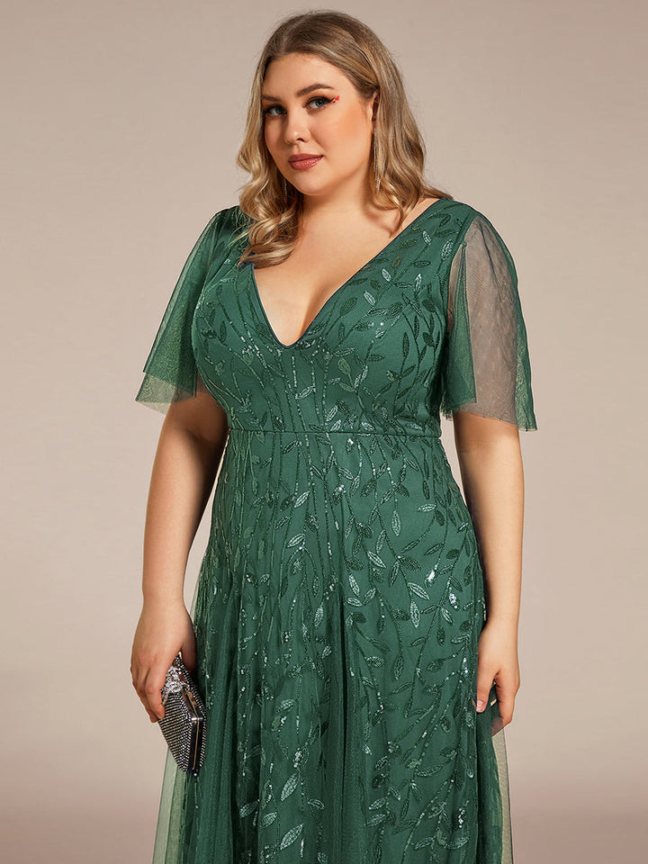 Prudence | Robe de Soirée Longue Romantique Étincelante avec Décolleté en V et Bretelles