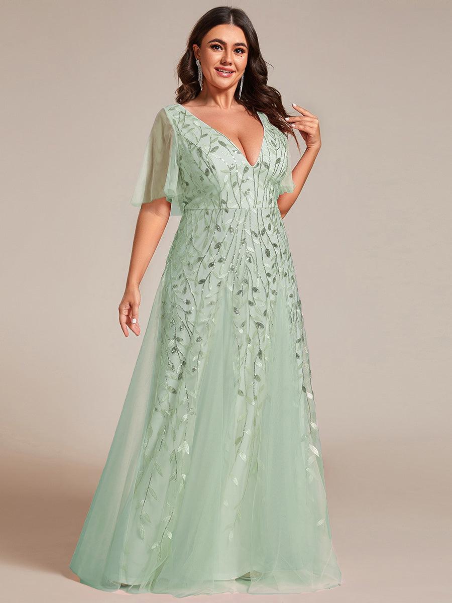 Prudence | Robe de Soirée Longue Romantique Étincelante avec Décolleté en V et Bretelles