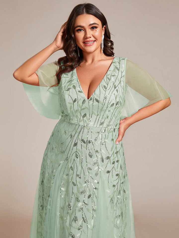 Prudence | Robe de Soirée Longue Romantique Étincelante avec Décolleté en V et Bretelles
