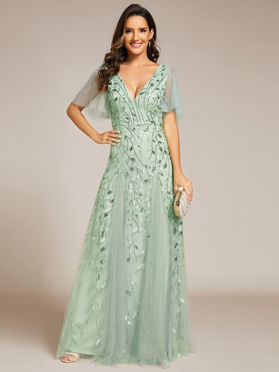 Prudence | Robe de Soirée Longue Romantique Étincelante avec Décolleté en V et Bretelles