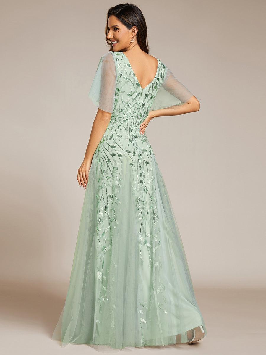 Prudence | Robe de Soirée Longue Romantique Étincelante avec Décolleté en V et Bretelles