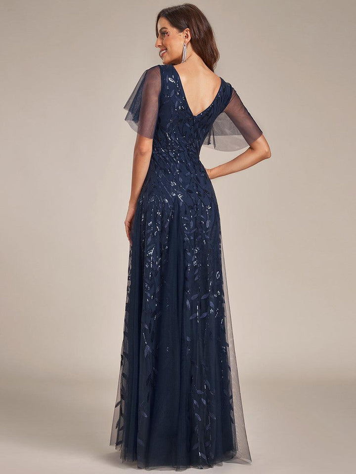 Prudence | Robe de Soirée Longue Romantique Étincelante avec Décolleté en V et Bretelles