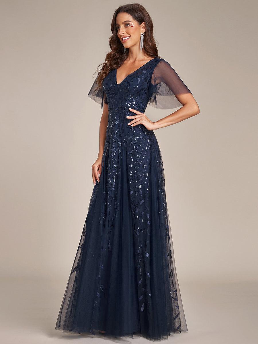 Prudence | Robe de Soirée Longue Romantique Étincelante avec Décolleté en V et Bretelles
