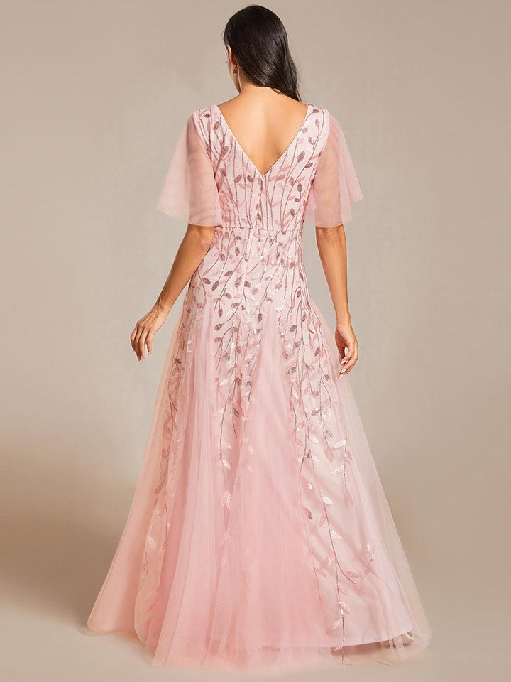 Prudence | Robe de Soirée Longue Romantique Étincelante avec Décolleté en V et Bretelles
