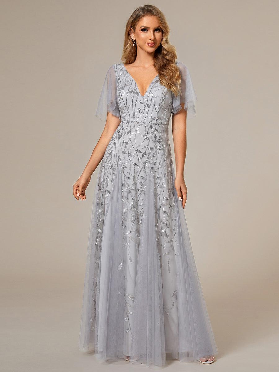 Prudence | Robe de Soirée Longue Romantique Étincelante avec Décolleté en V et Bretelles