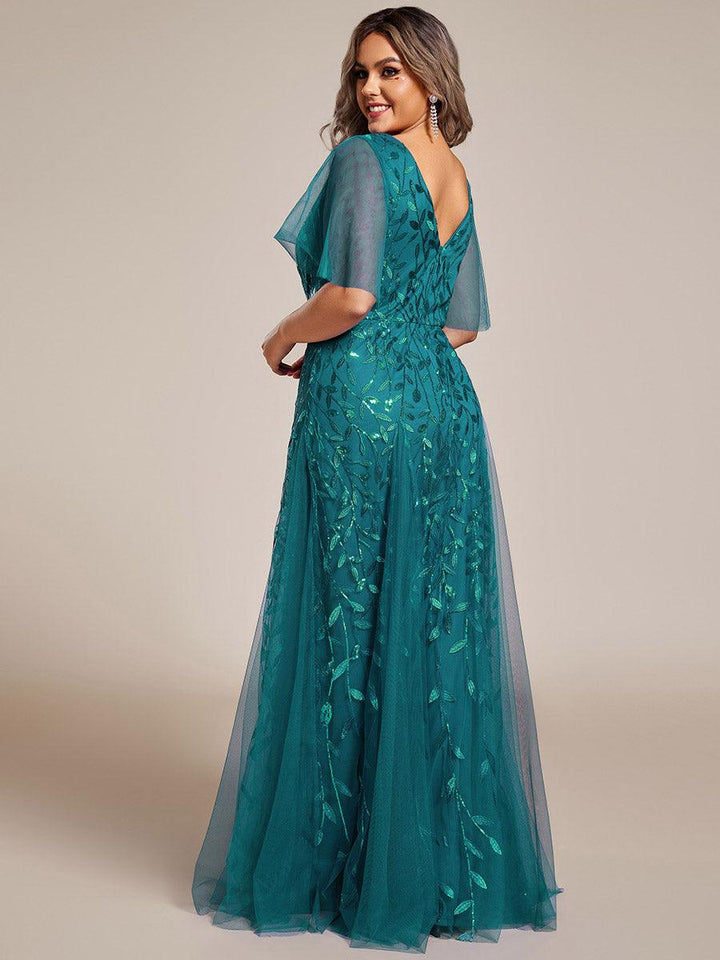 Prudence | Robe de Soirée Longue Romantique Étincelante avec Décolleté en V et Bretelles