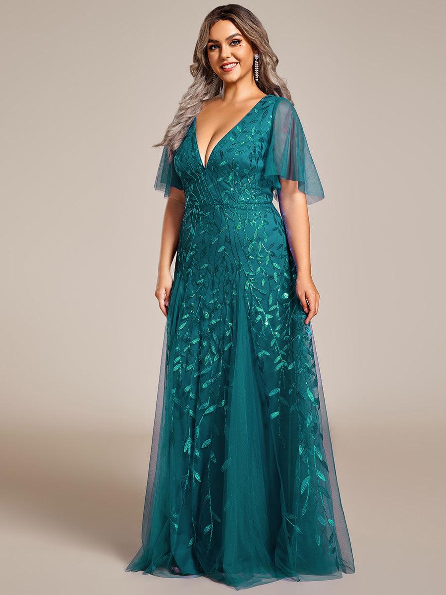 Prudence | Robe de Soirée Longue Romantique Étincelante avec Décolleté en V et Bretelles
