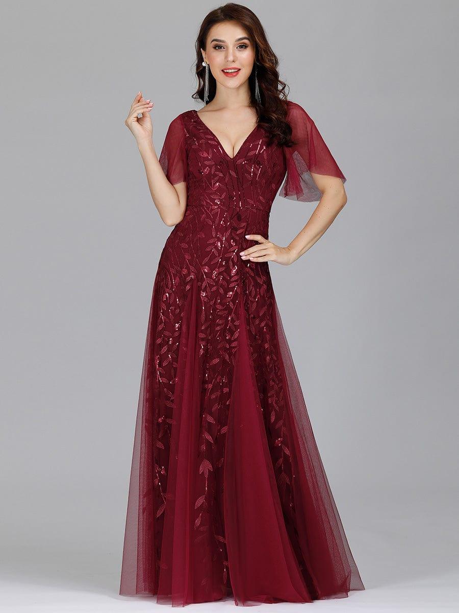 Prudence | Robe de Soirée Longue Romantique Étincelante avec Décolleté en V et Bretelles