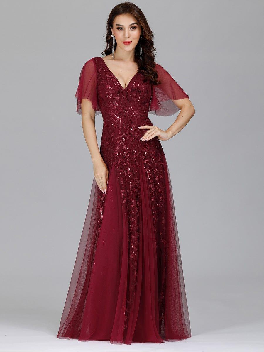 Prudence | Robe de Soirée Longue Romantique Étincelante avec Décolleté en V et Bretelles