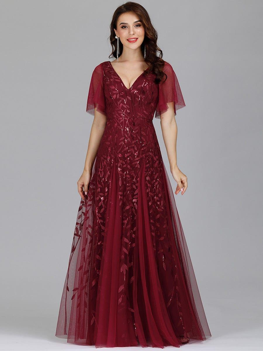 Prudence | Robe de Soirée Longue Romantique Étincelante avec Décolleté en V et Bretelles