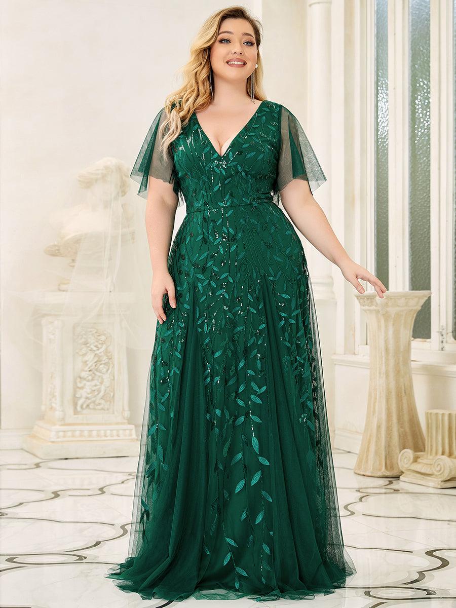 Prudence | Robe de Soirée Longue Romantique Étincelante avec Décolleté en V et Bretelles
