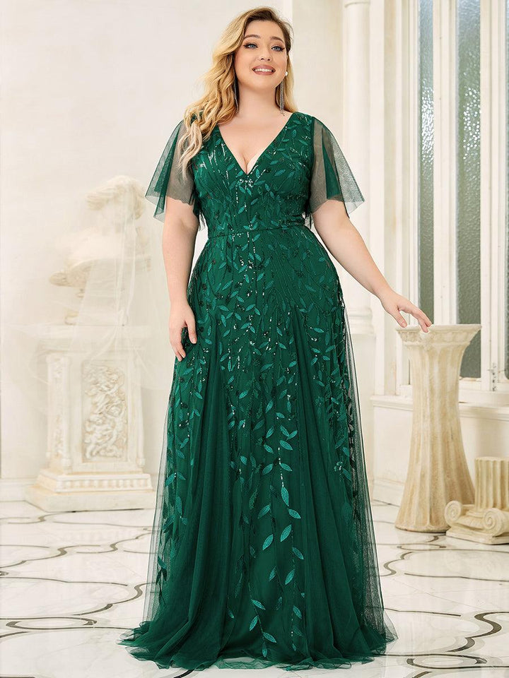 Prudence | Robe de Soirée Longue Romantique Étincelante avec Décolleté en V et Bretelles