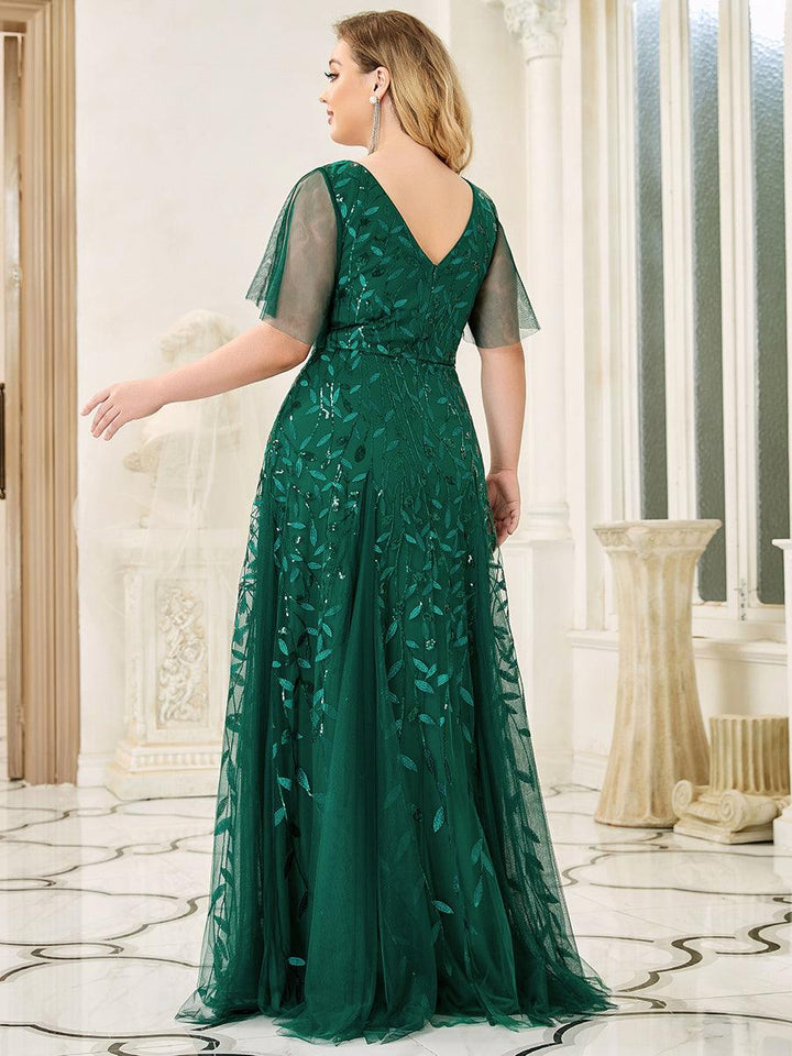 Prudence | Robe de Soirée Longue Romantique Étincelante avec Décolleté en V et Bretelles