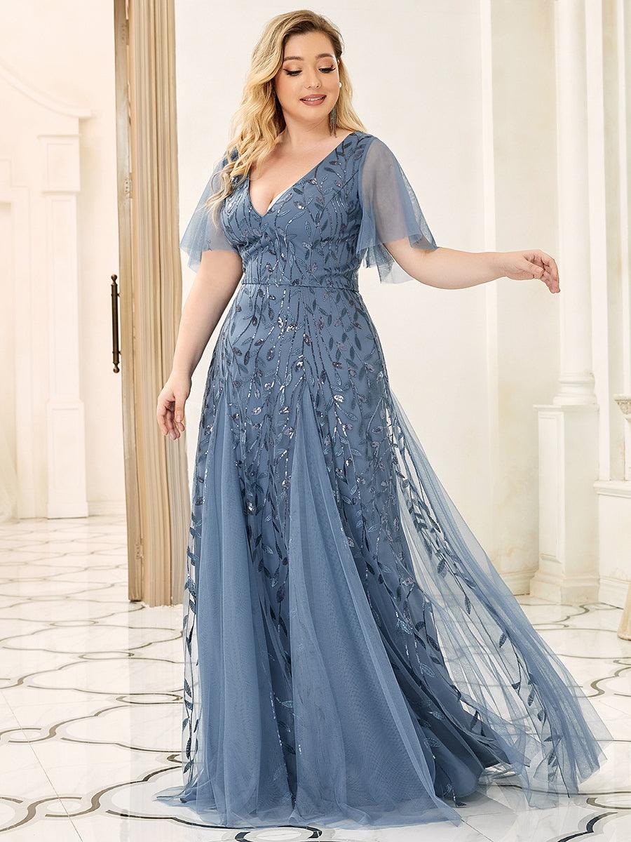 Prudence | Robe de Soirée Longue Romantique Étincelante avec Décolleté en V et Bretelles