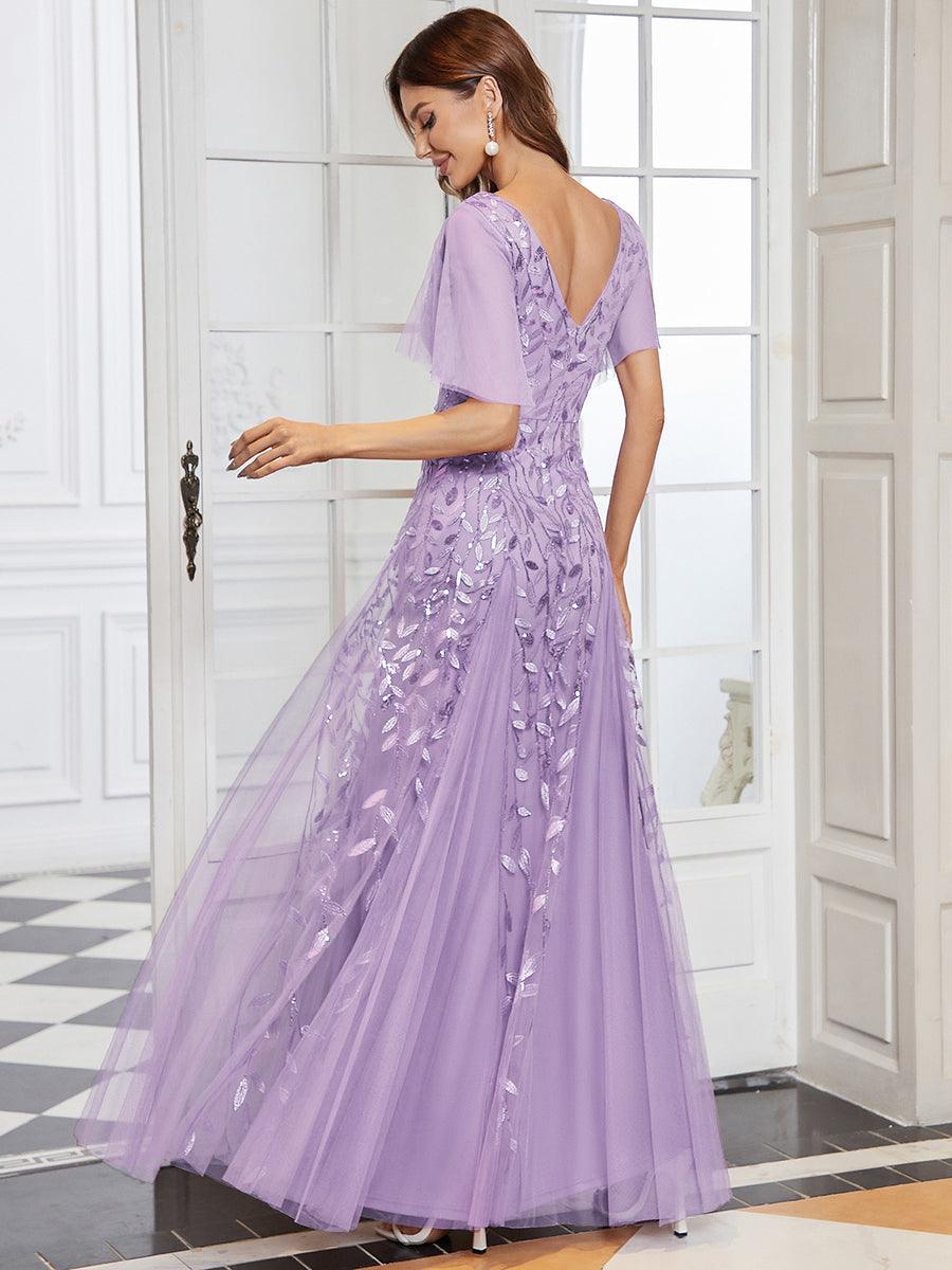Prudence | Robe de Soirée Longue Romantique Étincelante avec Décolleté en V et Bretelles
