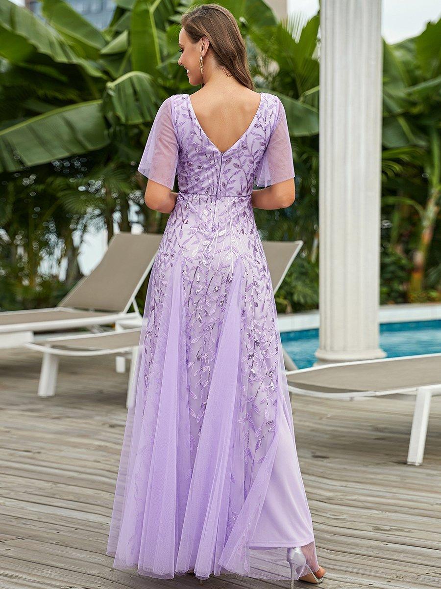 Prudence | Robe de Soirée Longue Romantique Étincelante avec Décolleté en V et Bretelles