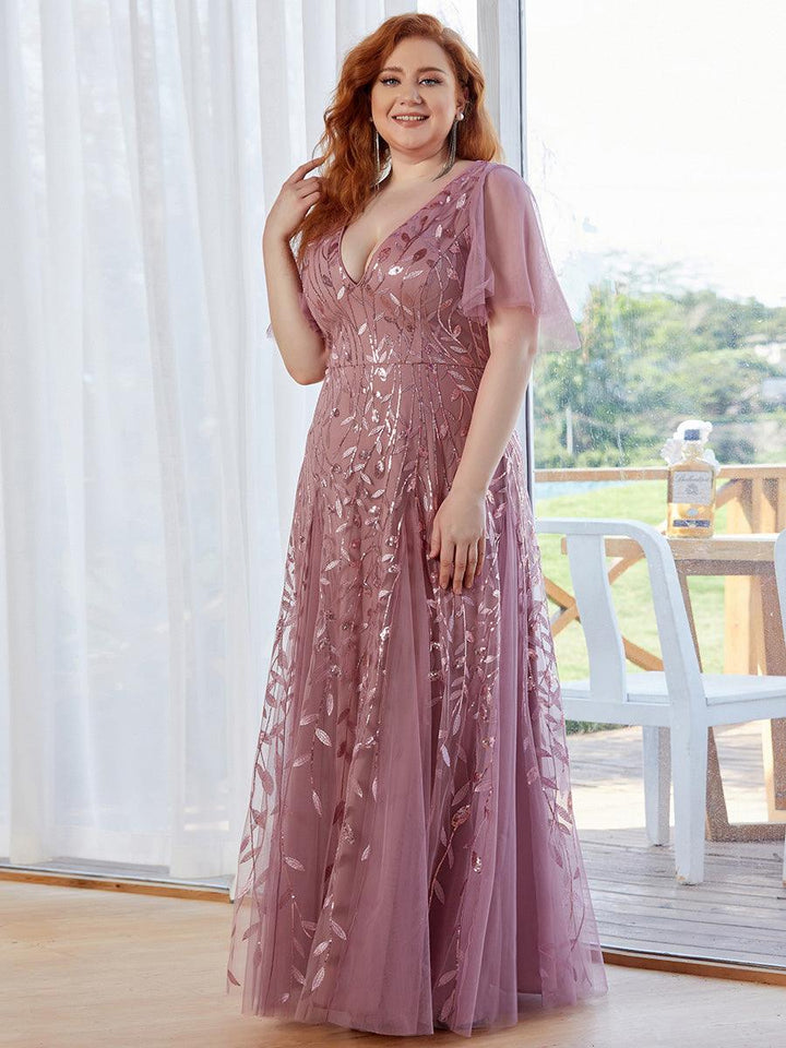 Prudence | Robe de Soirée Longue Romantique Étincelante avec Décolleté en V et Bretelles