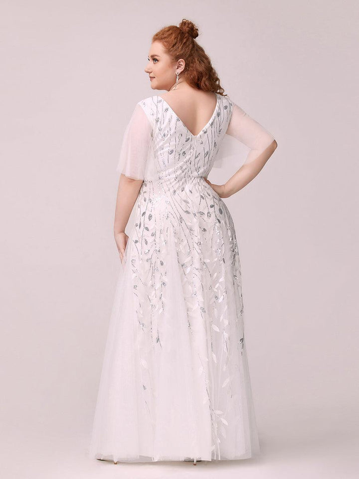Prudence | Robe de Soirée Longue Romantique Étincelante avec Décolleté en V et Bretelles
