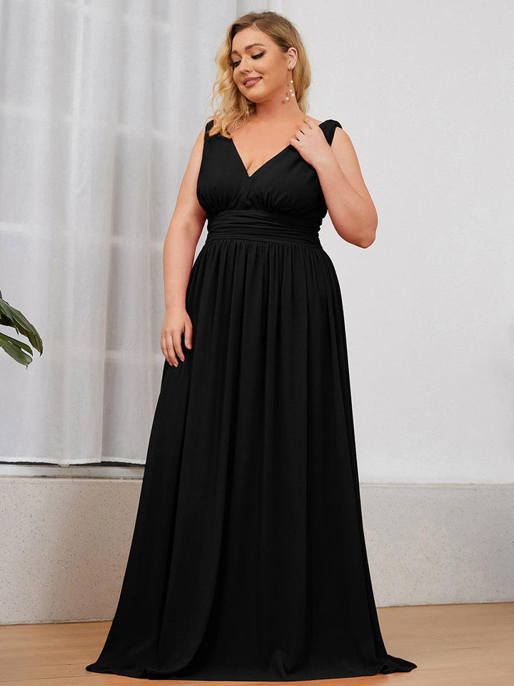 Sandrine | Robe de soirée plissée sans manches avec décolleté en V