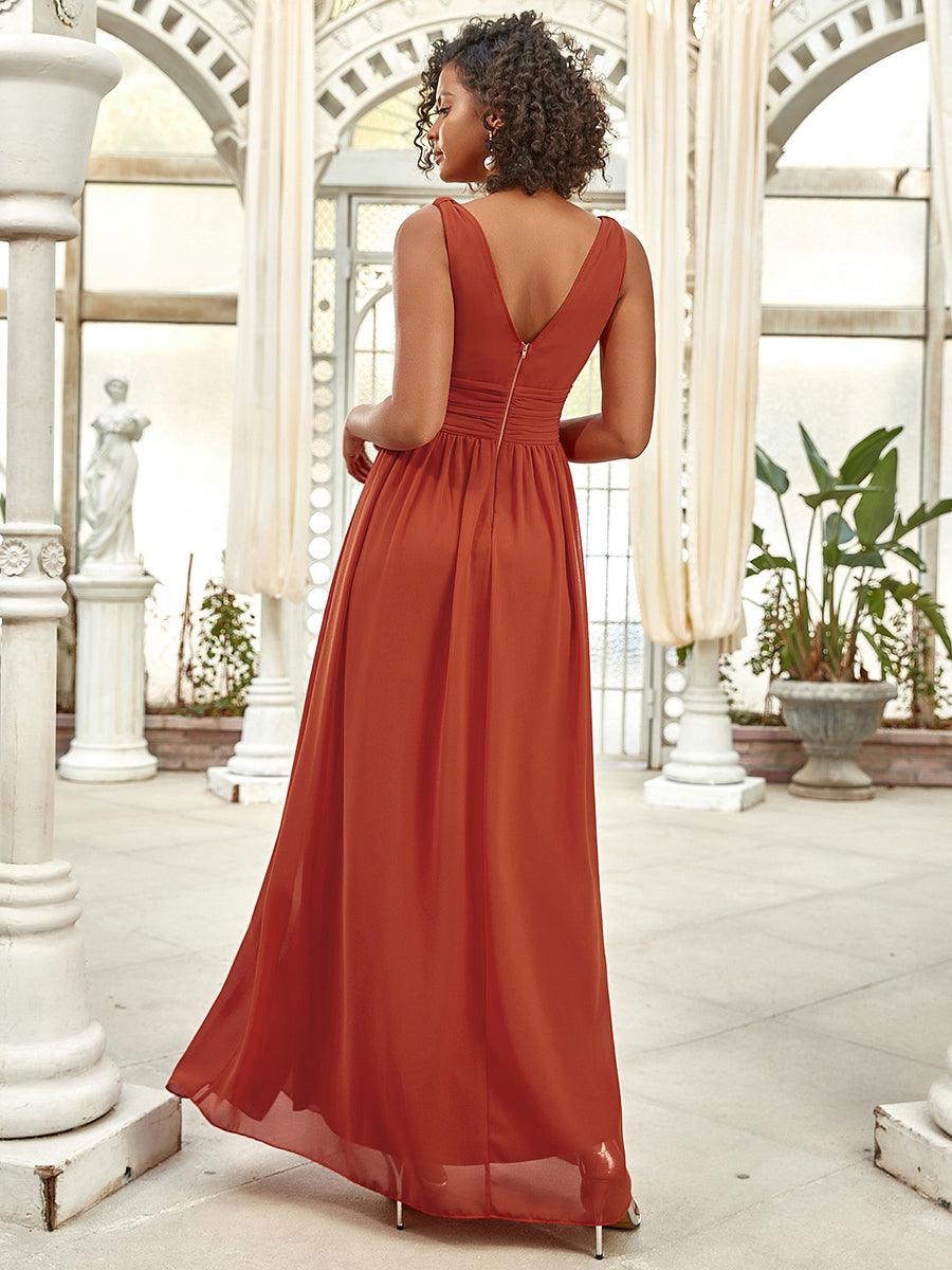 Sandrine | Robe de soirée plissée sans manches avec décolleté en V
