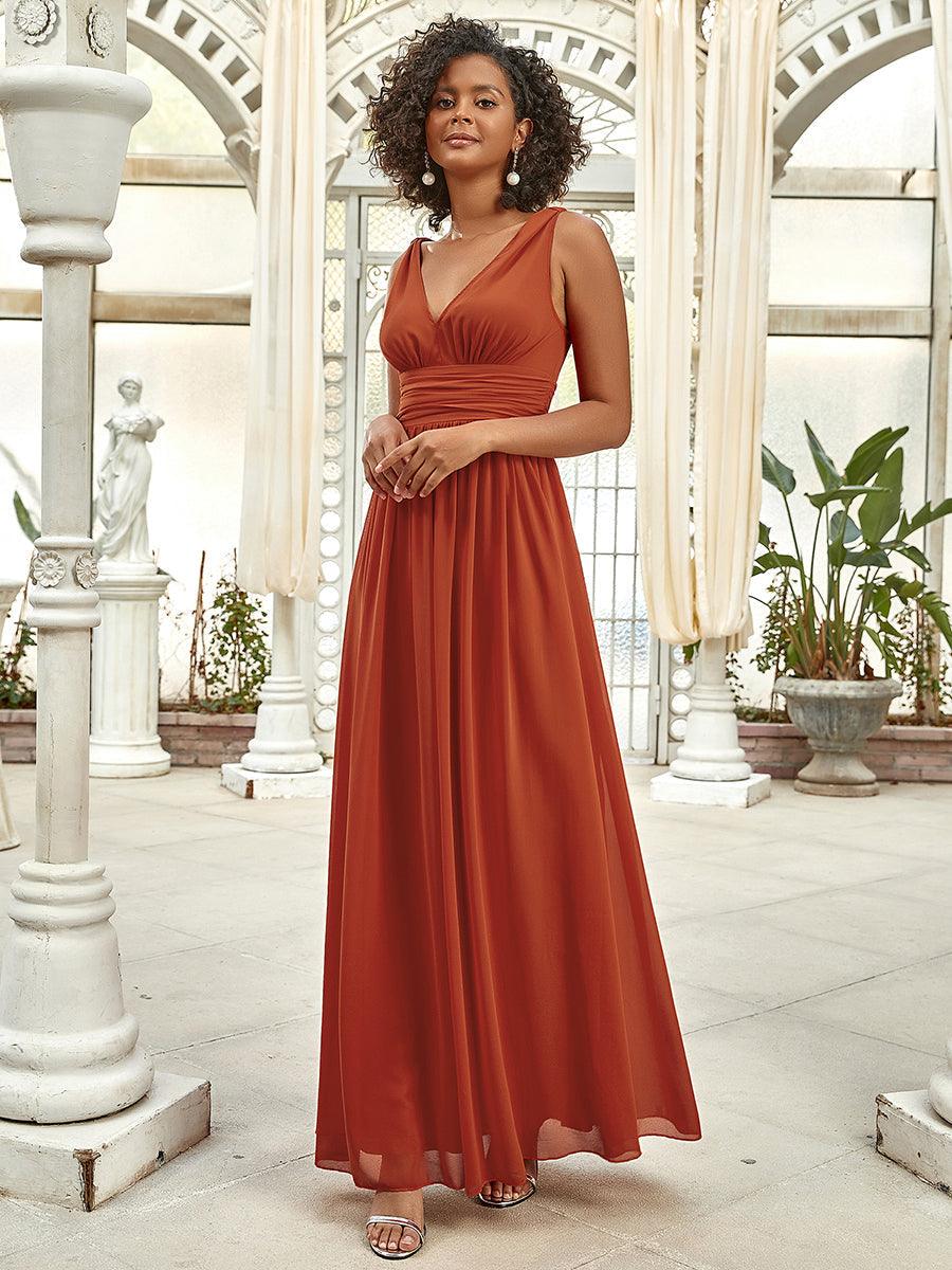 Sandrine | Robe de soirée plissée sans manches avec décolleté en V
