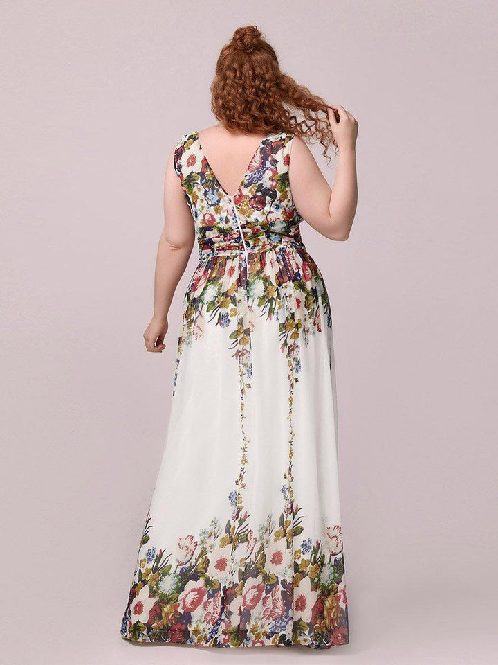 Sandrine | Robe de soirée plissée sans manches avec décolleté en V