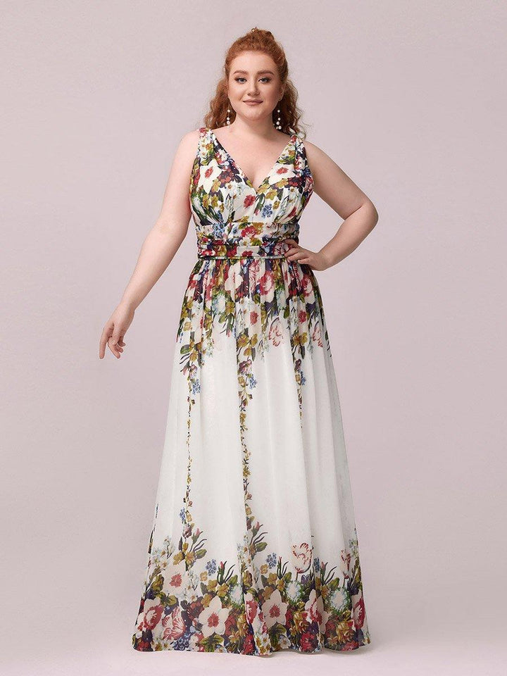 Sandrine | Robe de soirée plissée sans manches avec décolleté en V