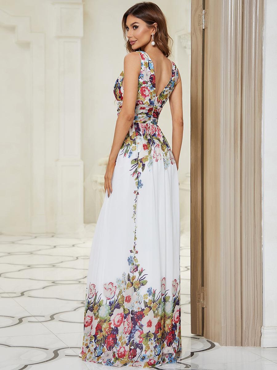 Sandrine | Robe de soirée plissée sans manches avec décolleté en V