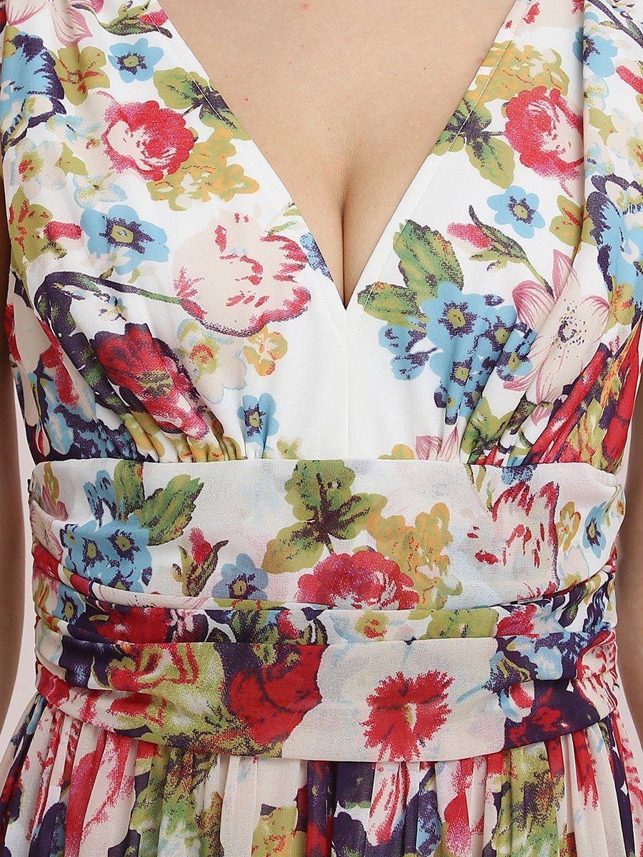 Sandrine | Robe de soirée plissée sans manches avec décolleté en V