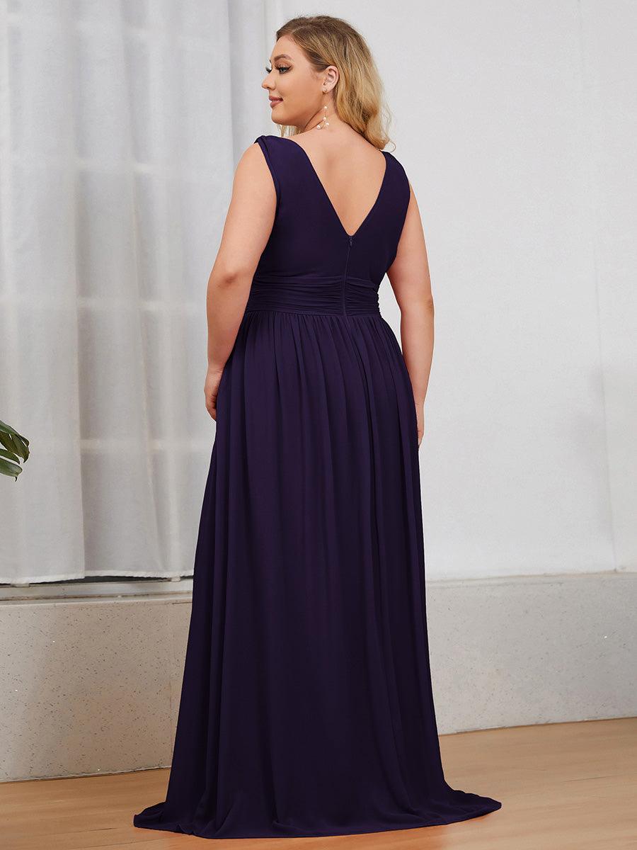 Sandrine | Robe de soirée plissée sans manches avec décolleté en V