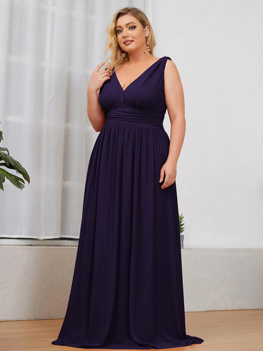 Sandrine | Robe de soirée plissée sans manches avec décolleté en V