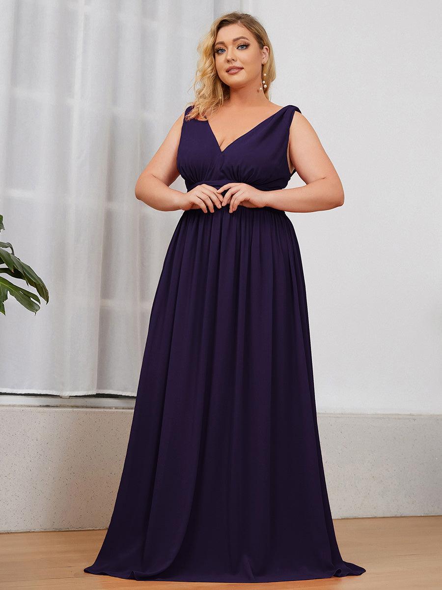 Sandrine | Robe de soirée plissée sans manches avec décolleté en V