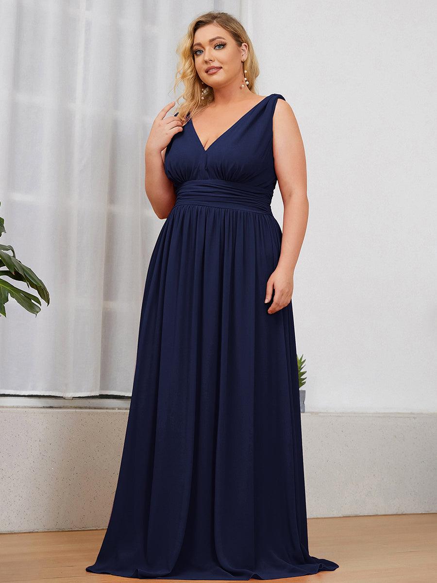 Sandrine | Robe de soirée plissée sans manches avec décolleté en V