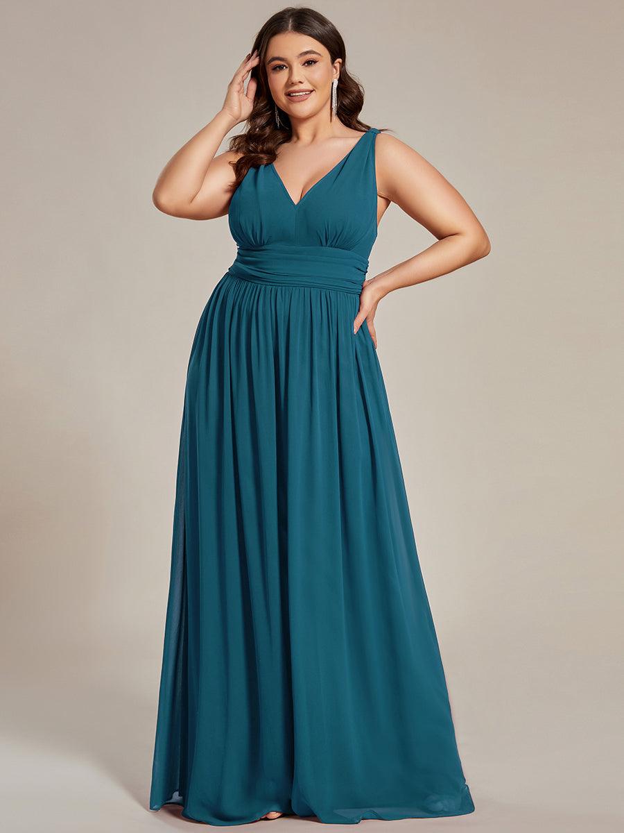 Sandrine | Robe de soirée plissée sans manches avec décolleté en V