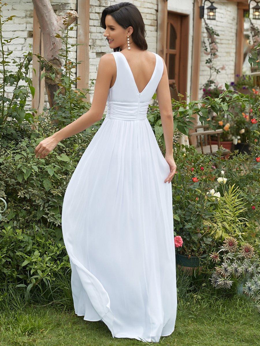 Sandrine | Robe de soirée plissée sans manches avec décolleté en V