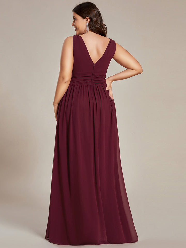 Sandrine | Robe de soirée plissée sans manches avec décolleté en V
