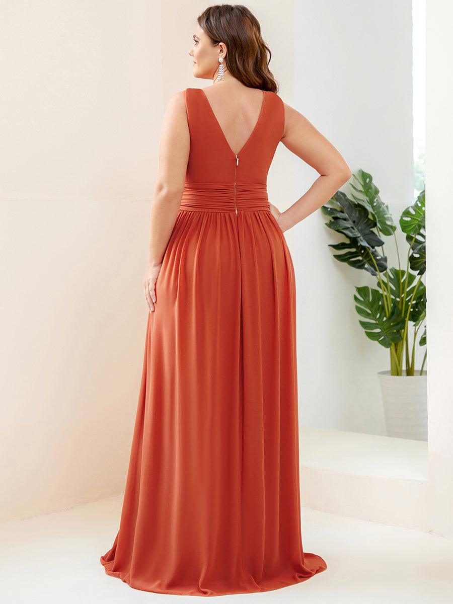 Sandrine | Robe de soirée plissée sans manches avec décolleté en V