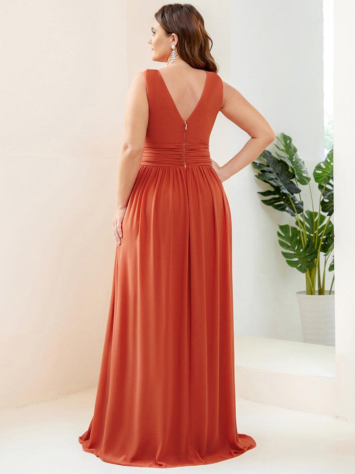 Sandrine | Robe de soirée plissée sans manches avec décolleté en V