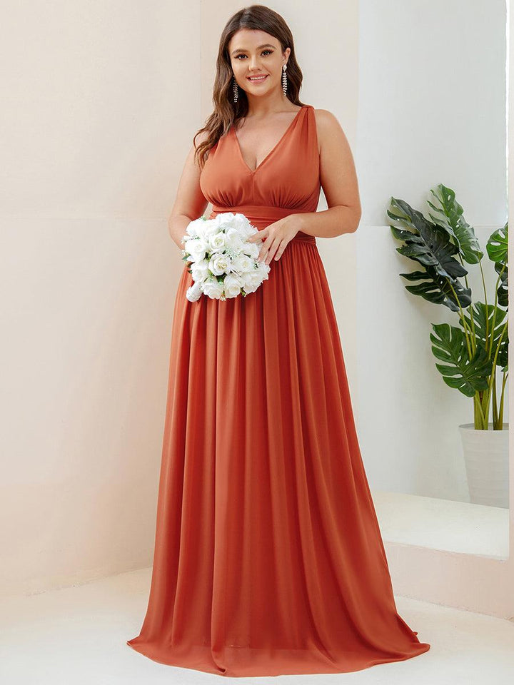 Sandrine | Robe de soirée plissée sans manches avec décolleté en V