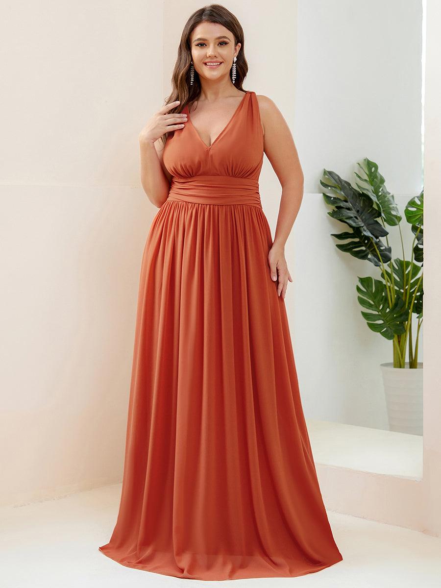 Sandrine | Robe de soirée plissée sans manches avec décolleté en V