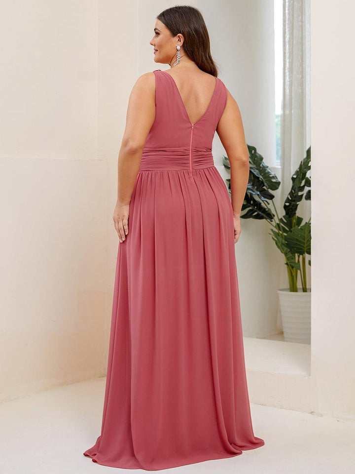 Sandrine | Robe de soirée plissée sans manches avec décolleté en V