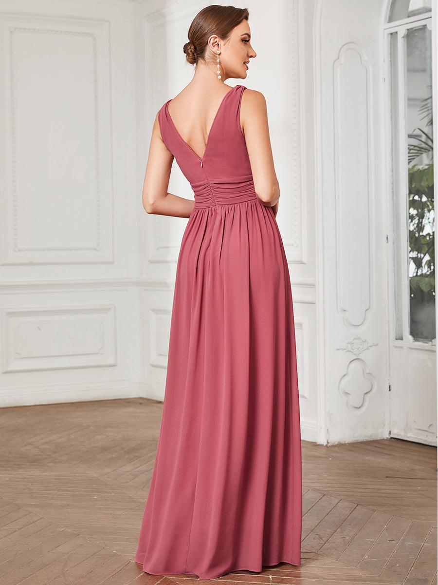 Sandrine | Robe de soirée plissée sans manches avec décolleté en V