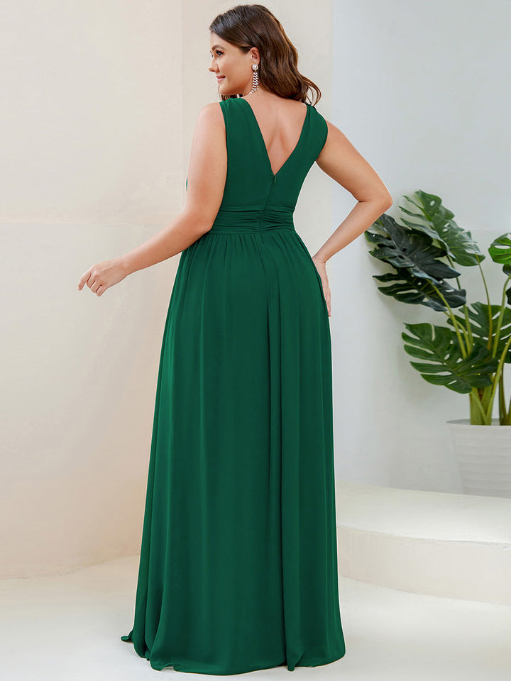 Sandrine | Robe de soirée plissée sans manches avec décolleté en V