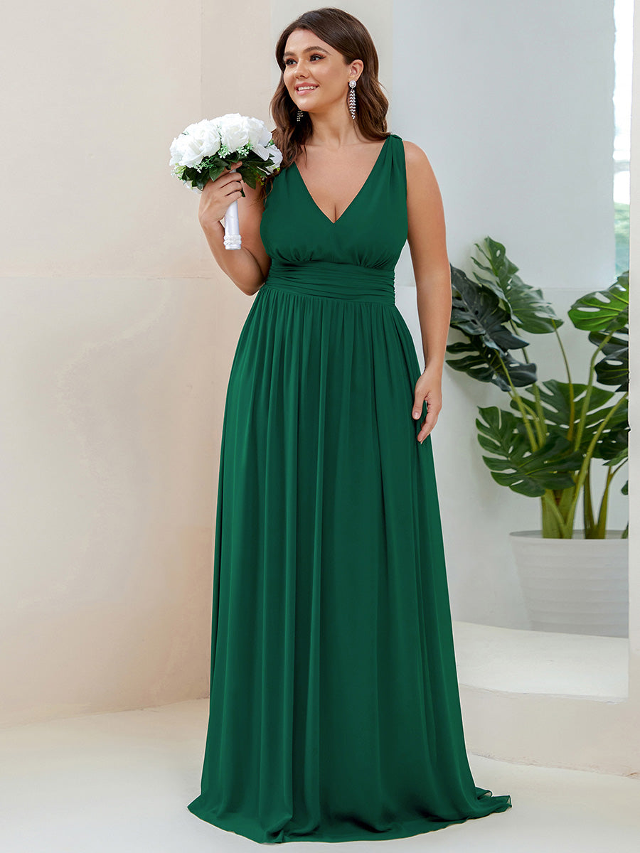 Sandrine | Robe de soirée plissée sans manches avec décolleté en V