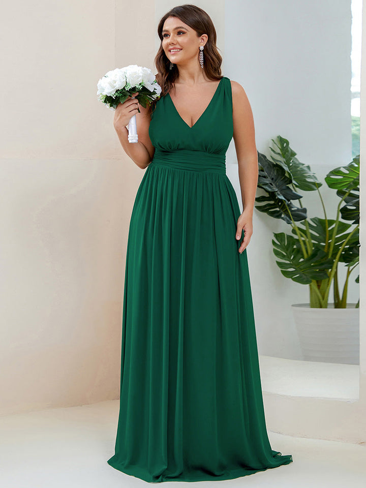 Sandrine | Robe de soirée plissée sans manches avec décolleté en V