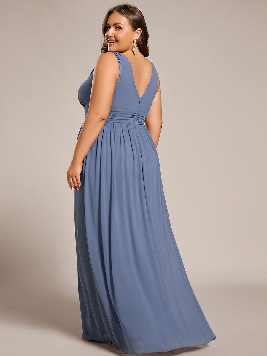 Sandrine | Robe de soirée plissée sans manches avec décolleté en V