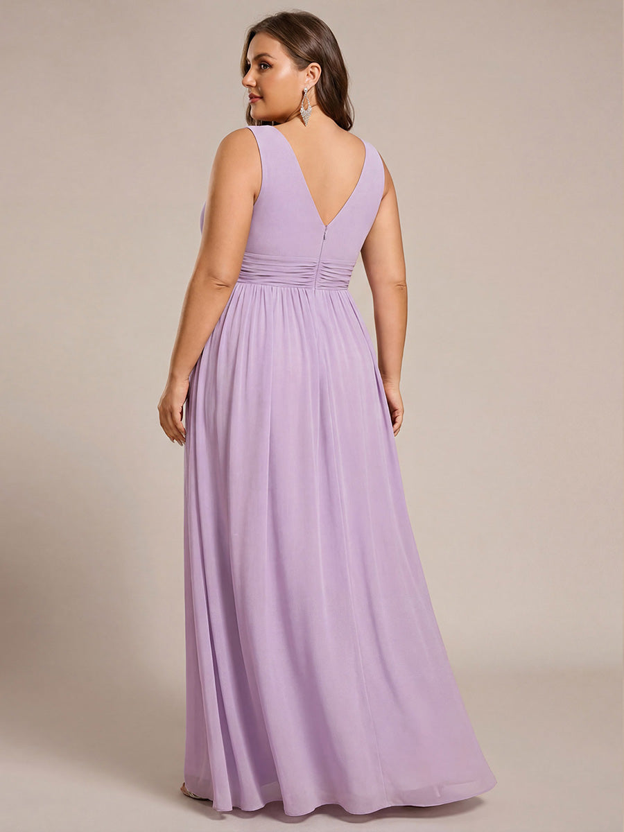 Sandrine | Robe de soirée plissée sans manches avec décolleté en V